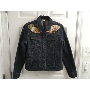 Embroidered  jean jacket womens Oriental size small